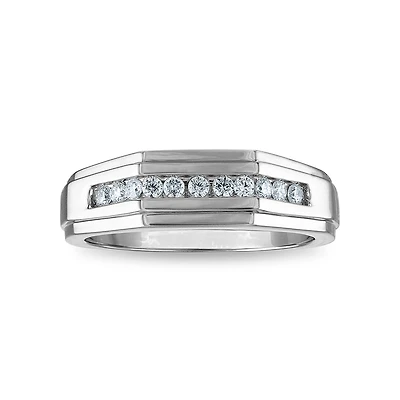 1/4 CTW Natural Diamond Wedding Geometric Channel Set Ring in 10KT White Gold
