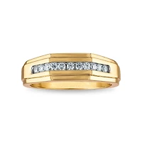 1/4 CTW Natural Diamond Wedding Geometric Channel Set Ring in 10KT Yellow Gold