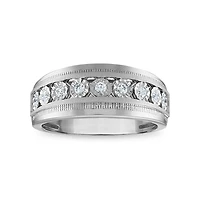 1/4 CTW Natural Diamond Illusion Set Wedding Ring in Rhodium Plated Sterling Silver