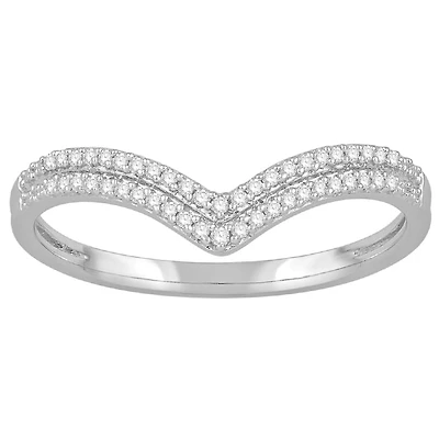 1/10 CTW Natural Diamond Tiara Crown Ring in 10KT White Gold