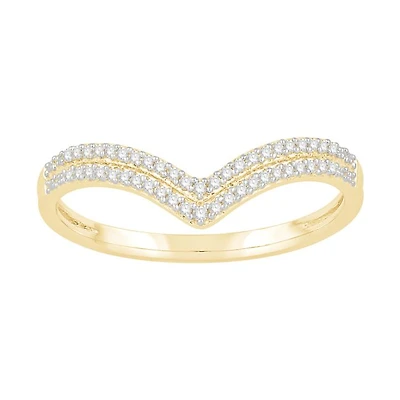 1/10 CTW Natural Diamond Tiara Crown Ring in 10KT Yellow Gold