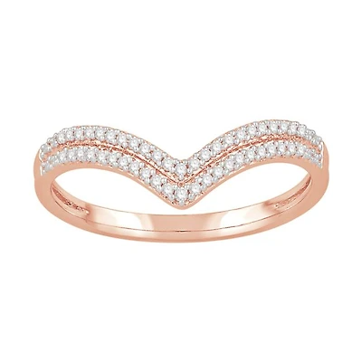 1/10 CTW Natural Diamond Tiara Crown Ring in 10KT Rose Gold