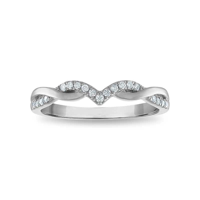 1/10 CTW Natural Diamond Anniversary Twist Ring in 10KT White Gold