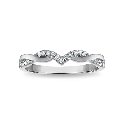 1/10 CTW Natural Diamond Anniversary Twist Ring in 10KT White Gold