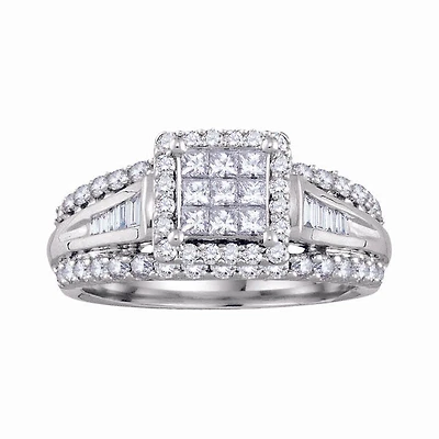 1 CTW Natural Diamond Engagement Ring in 10KT White Gold