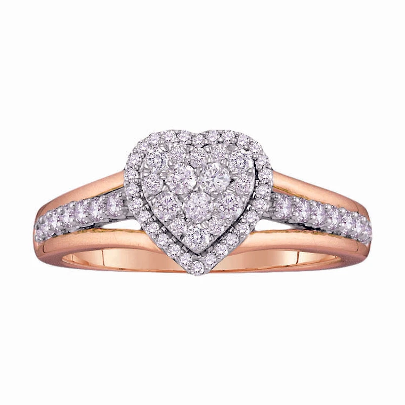 1/2 CTW Natural Diamond Heart Ring in 10KT Rose Gold