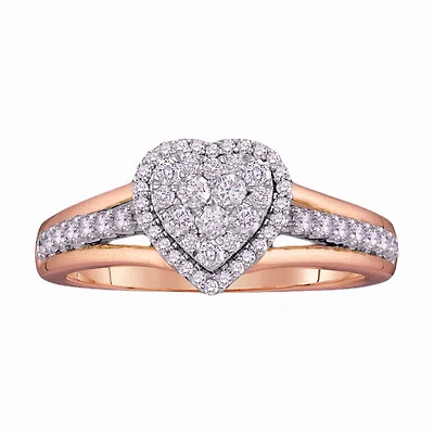 1/2 CTW Natural Diamond Heart Ring in 10KT Rose Gold