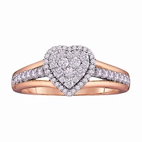 1/2 CTW Natural Diamond Heart Ring in 10KT Rose Gold
