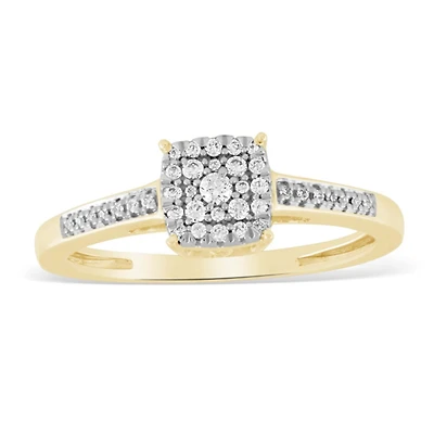 1/7 CTW Natural Diamond Engagement Cluster Ring in 10KT Yellow Gold