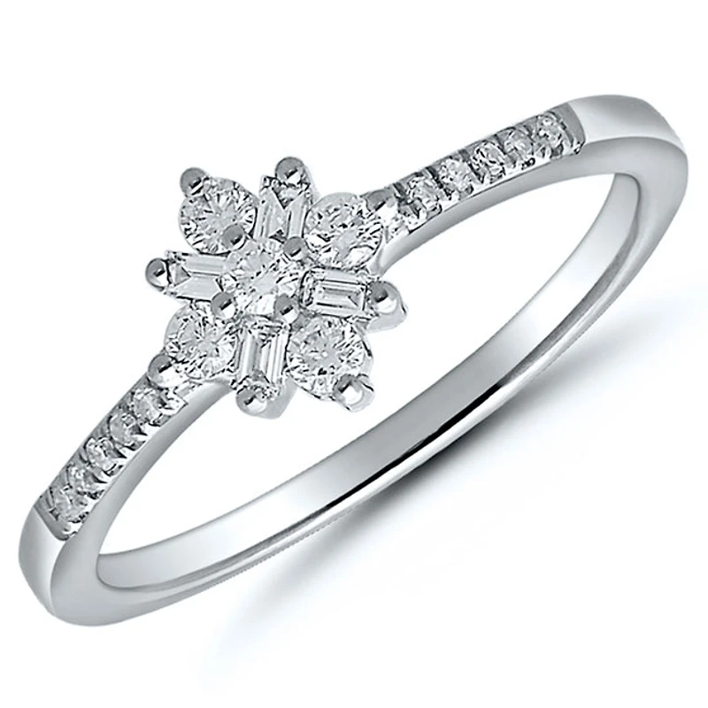1/4 CTW Natural Diamond Ring in 10KT White Gold