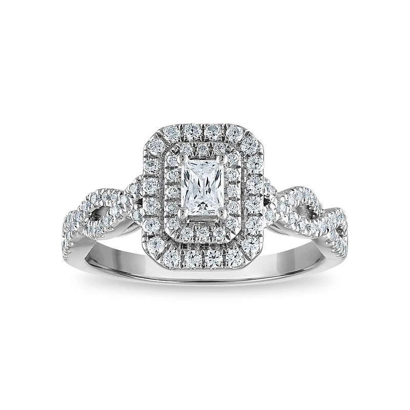 1/2 CTW Natural Diamond Halo Engagement Ring in 10KT White Gold