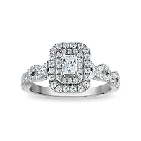 1/2 CTW Natural Diamond Halo Engagement Ring in 10KT White Gold