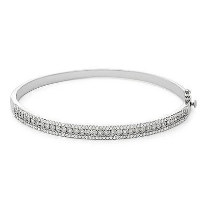 1 CTW Natural Diamond Bangle Bracelet in Sterling Silver