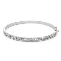 1 CTW Natural Diamond Bangle Bracelet in Sterling Silver
