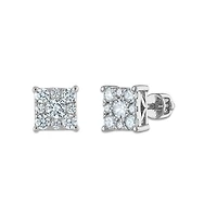 EcoLove 1 CTW Lab Grown Diamond Cluster Stud Earrings in 14KT White Gold