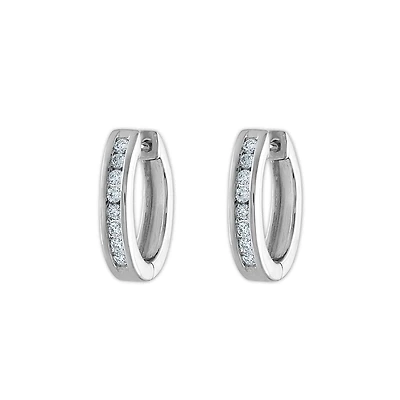 EcoLove 1/4 CTW Lab Grown Diamond Hoop Earrings in Rhodium Plated Sterling Silver
