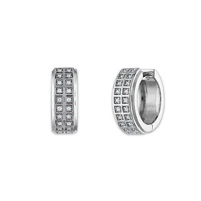 EcoLove 1/4 CTW Lab Grown Diamond Huggie Earrings in Rhodium Plated Sterling Silver