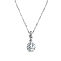 EcoLove 1/4 CTW Lab Grown Diamond Cluster Flower Shaped 18-inch Pendant in 14KT White Gold