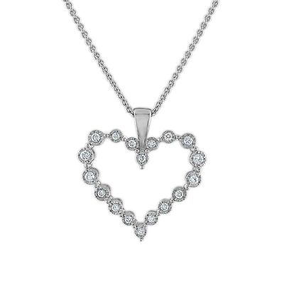 EcoLove 1/4 CTW Lab Grown Diamond Heart 18-inch Pendant in Rhodium Plated Sterling Silver