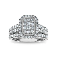 EcoLove 1 CTW Lab Grown Diamond Halo Bridal Set in 10KT White Gold