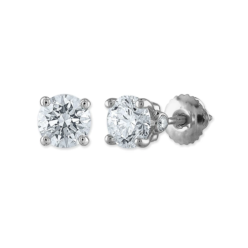 Red Hot Deal 2 CTW Lab Grown Diamond Solitaire Stud Earrings in 14KT White Gold