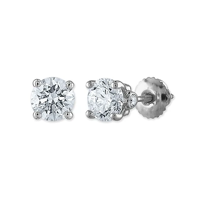Red Hot Deal 2 CTW Lab Grown Diamond Solitaire Stud Earrings in 14KT White Gold