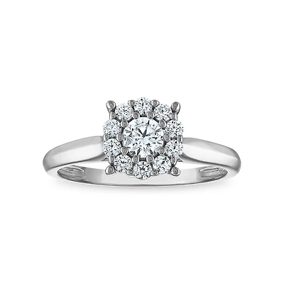Red Hot Deal 1/2 CTW Lab Grown Diamond Engagement Cluster Ring in 10KT White Gold