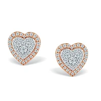 Red Hot Deal 1/4 CTW Natural Diamond Heart Stud Earrings in 10KT Rose Gold