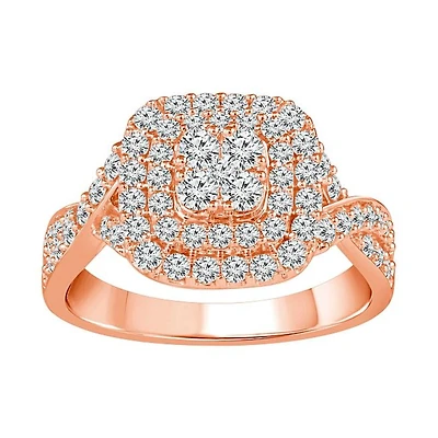 Red Hot Deal  1 CTW Natural Diamond Engagement Ring in 10KT Rose Gold