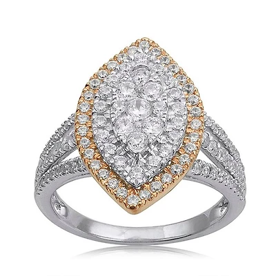Red Hot Deal  1 CTW Natural Diamond Ring in 10KT White and Rose Gold