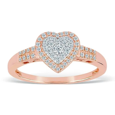 Red Hot Deal  1/4 CTW Natural Diamond Heart Ring in 10KT Rose Gold