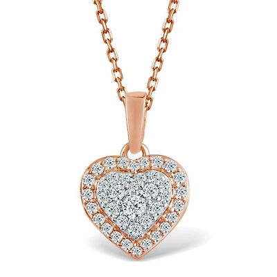 Red Hot Deal  1/4 CTW Natural Diamond Heart 18-inch Pendant in 10KT Rose Gold