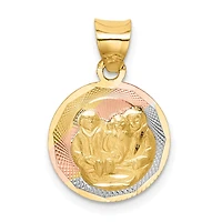 14KT Gold Tri-Color Religious Baptism Pendant. Chain Not Included
