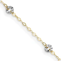 14KT Gold Two-Tone 9+1-inch Adjustable Extender Anklet