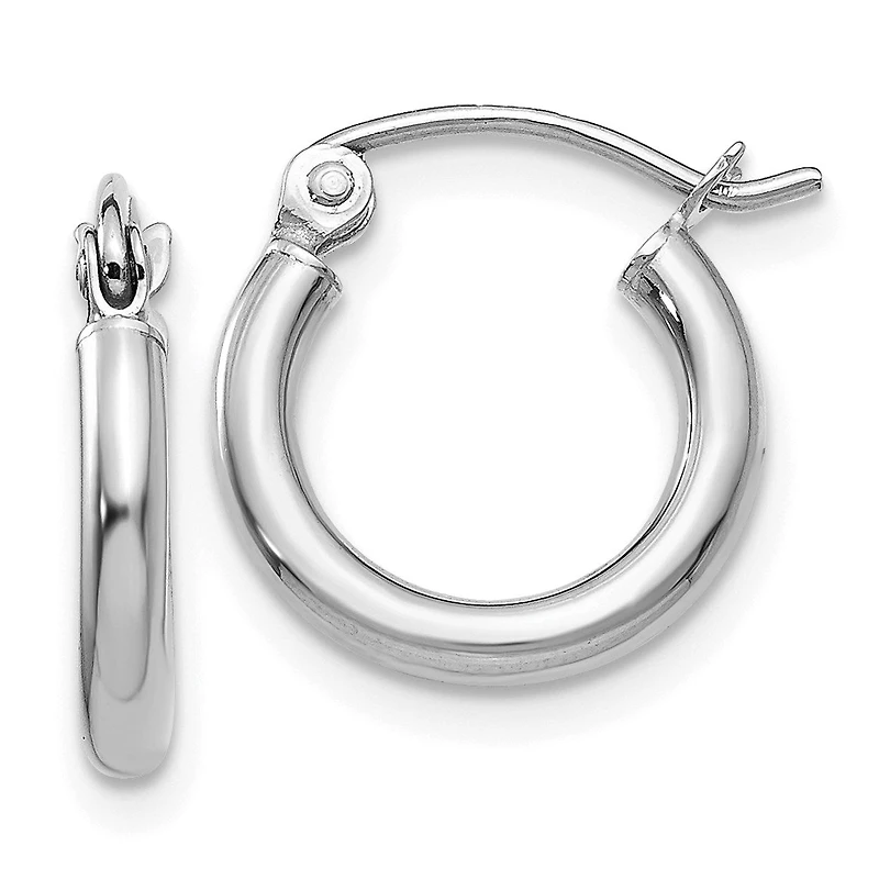 14KT White Gold 13X2MM Hoop Earrings