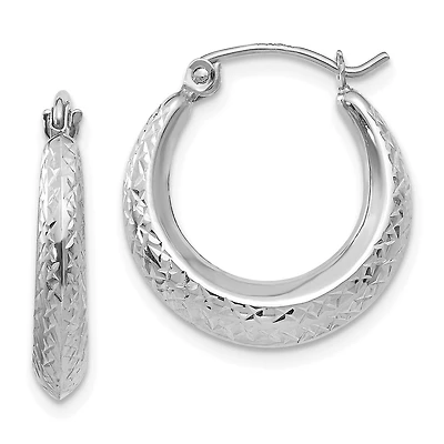 14KT White Gold 19X18MM Hoop Earrings