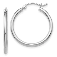 14KT White Gold 25X2MM Hoop Earrings