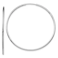14KT White Gold 44X1.2MM Hoop Earrings