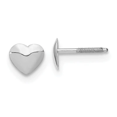14KT White Gold 5MM Heart Stud Earrings