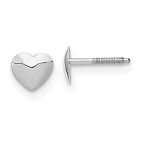 14KT White Gold 5MM Heart Stud Earrings
