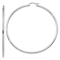 14KT White Gold 65X2MM Hoop Earrings