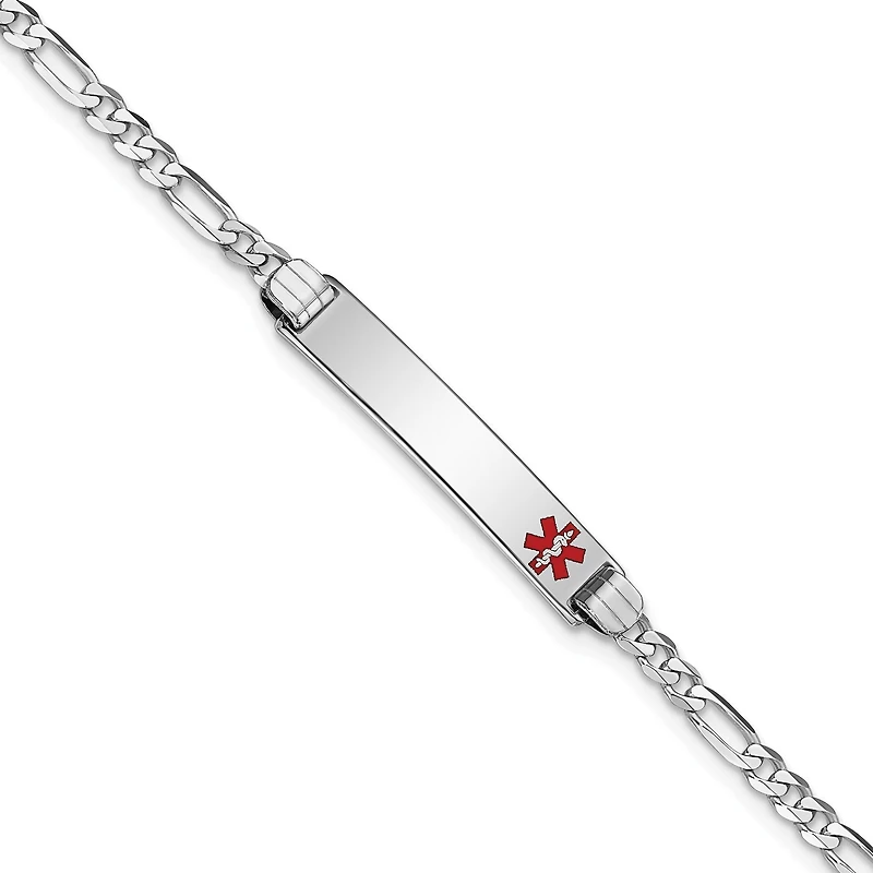 14KT White Gold 7-inch 5.2MM Medical Figaro ID Bracelet