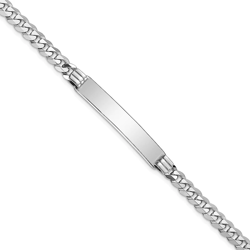 14KT White Gold 8-inch 7MM Flat Curb ID Bracelet
