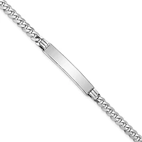 14KT White Gold 8-inch 7MM Flat Curb ID Bracelet