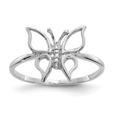 14KT White Gold Butterfly Ring; Size 7