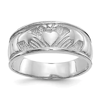 14KT White Gold Claddagh Ring; Size 6