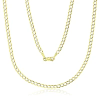 14KT White and Yellow Gold 16-inch 2.5MM Pave Curb Chain