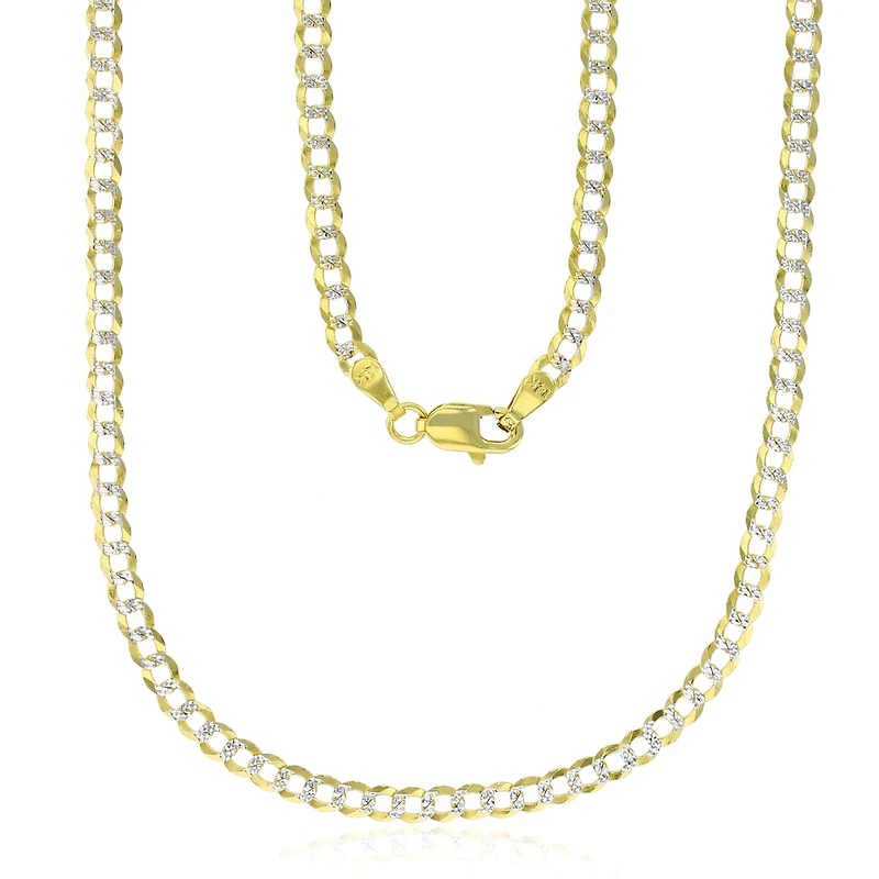 14KT Yellow Gold With Rhodium Plating 18-inch 3MM Curb Chain