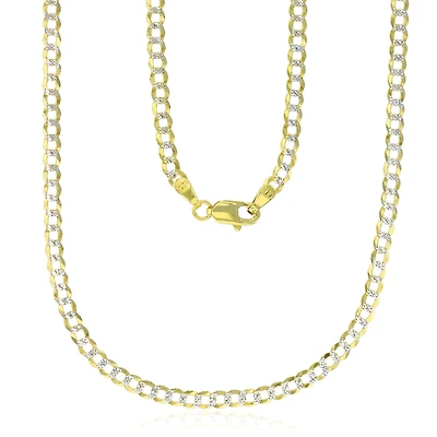 14KT Yellow Gold With Rhodium Plating 18-inch 3MM Curb Chain
