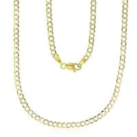 14KT Yellow Gold With Rhodium Plating 18-inch 3MM Curb Chain